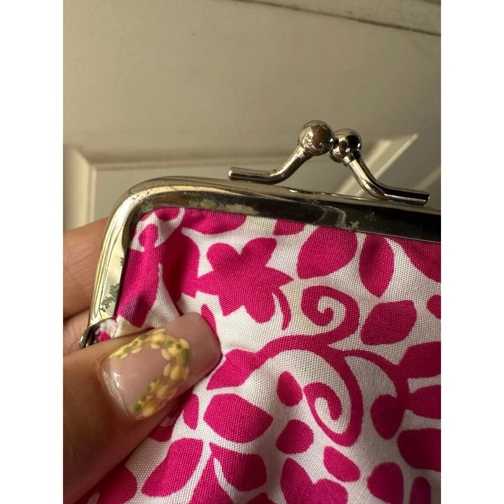 NWT Creations By Alan Stuart New York Pink Floral Kiss Lock Coin Purse